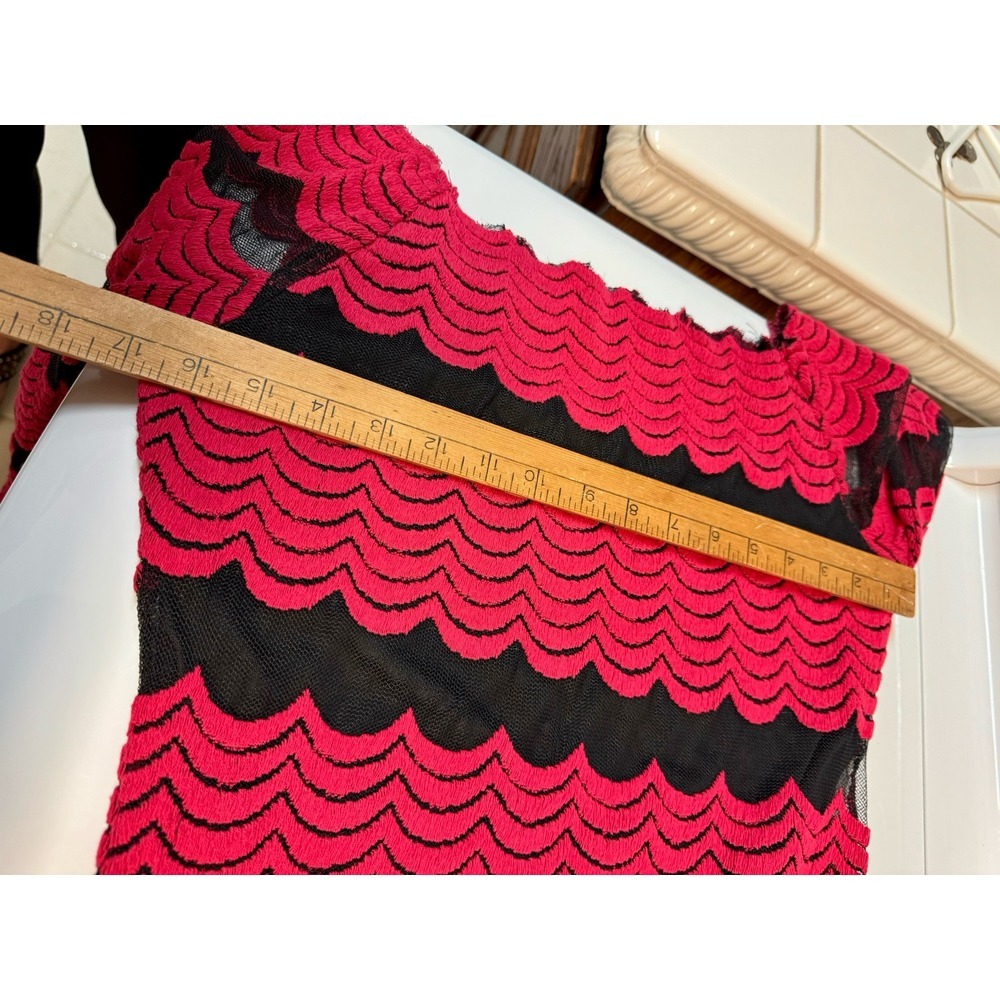 Women's Nora.z Paris Boutique Red & Black Maxi Dress Size Large Sheer Hem Prom - Picture 10 of 11